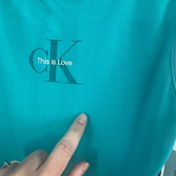 Calvin Klein Jeans Monogram Logo Scoop Back Thong Tank Top Bodysuit Teal Medium - Picture 2 of 5